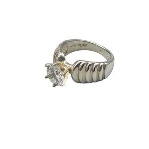 Sterling Silver Ring Size 8 Solitaire CZ Stone Engagement Cocktail Ring